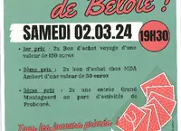 Affiche concours de belote - le 2 mars 2024 &agrave; 19 h 30 &agrave; la salle des f&ecirc;tes de Saint-Anth&egrave;me